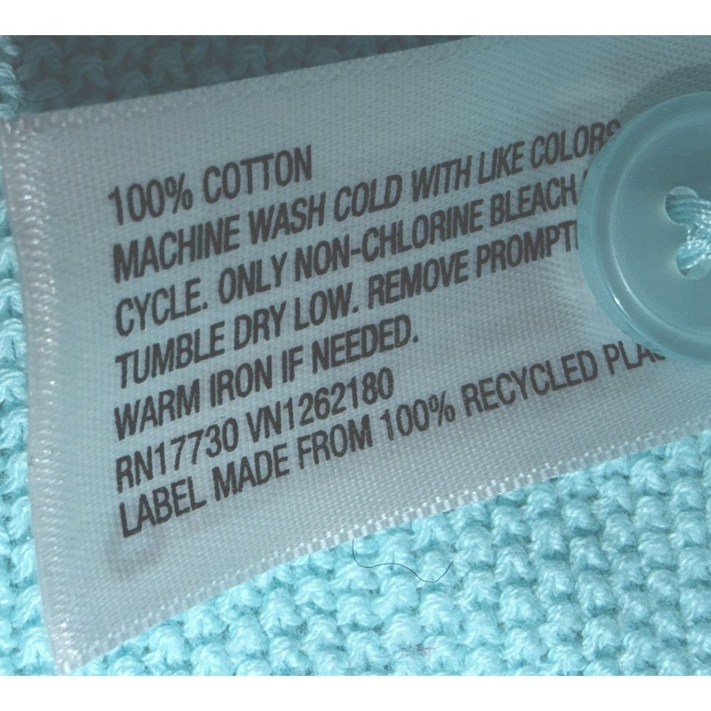 Merona Women's Large Aqua Blue Button Front Cardigan Sweater Cotton Knit L - Picture 3 of 9